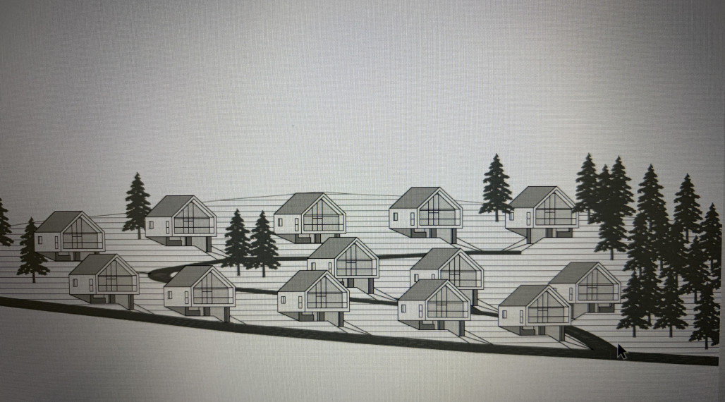 Predaj investičného stavebného pozemku v rekreačnej oblasti  Krahule ( Žiar nad Hronom ), štúdia na výstavbu 13 chát.